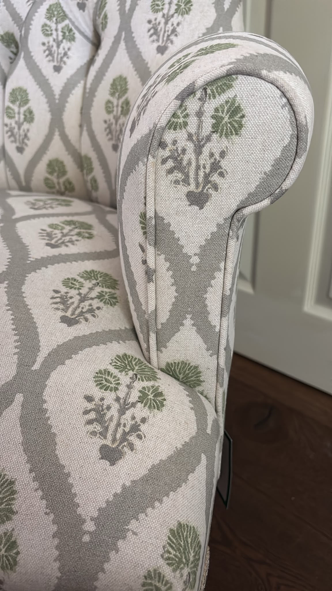 Green/Grey Flower Print Armchair