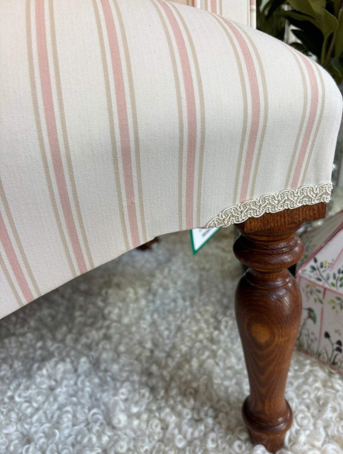 Malika Blush Stripe Armchair