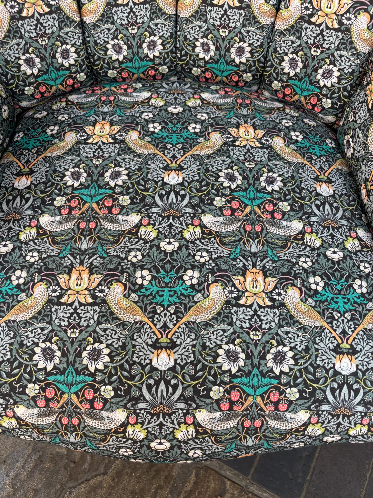 William Morris Dark Strawberry Thief Armchair