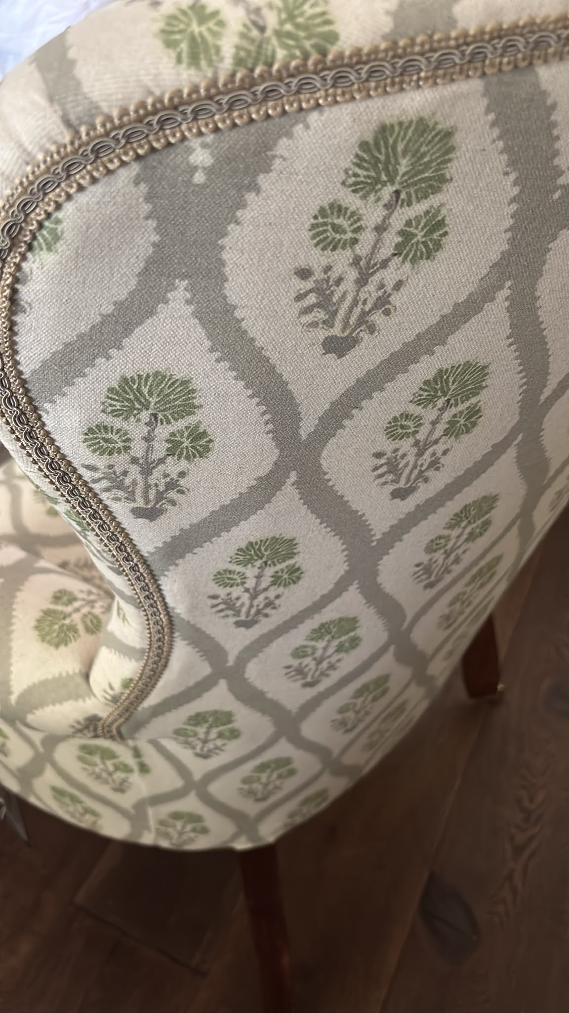 Green/Grey Flower Print Armchair