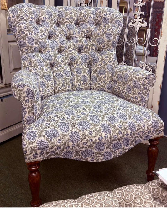 Large Indigo Floral print Armchair