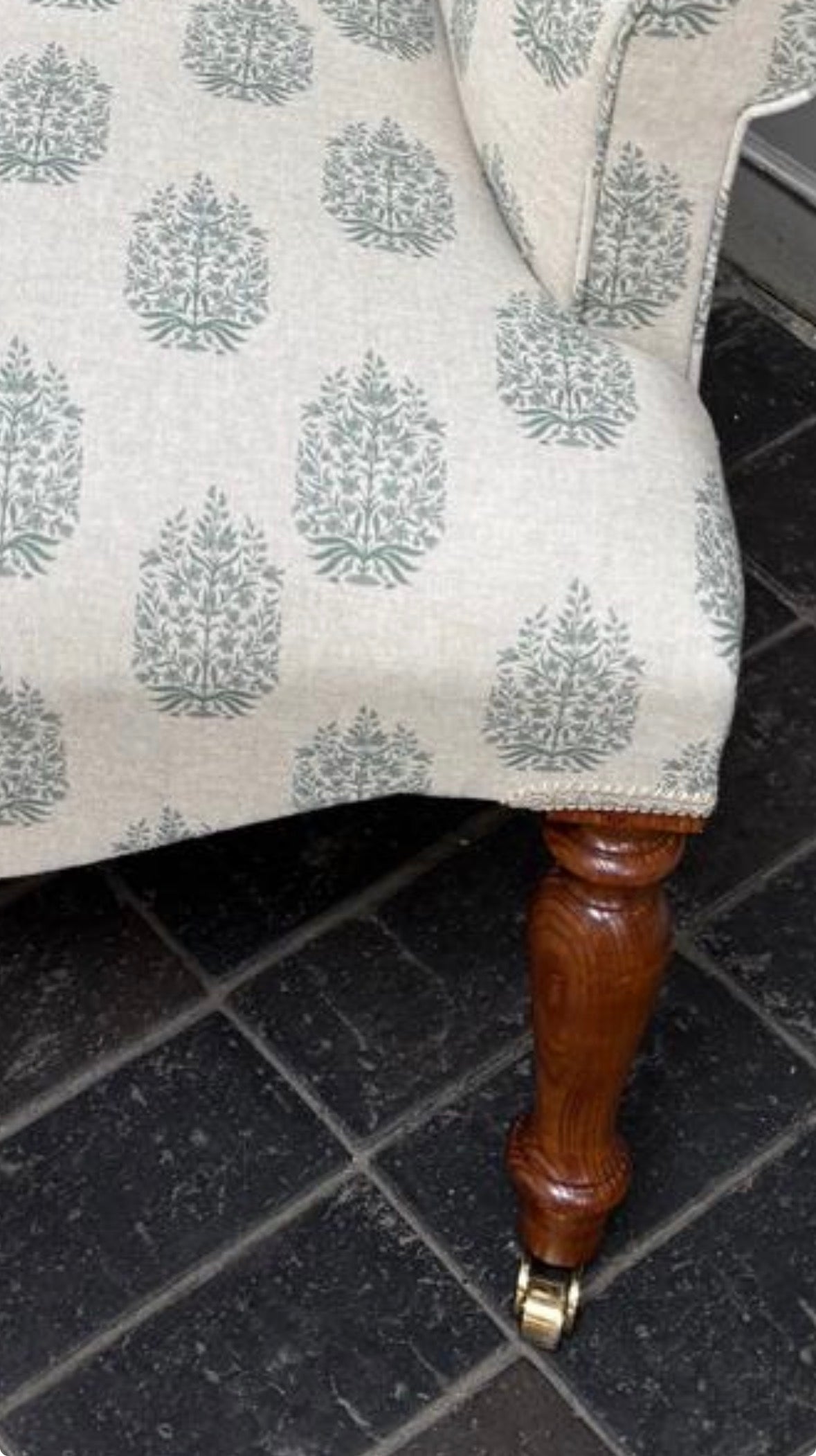 Duck Egg Floral Linen Armchair