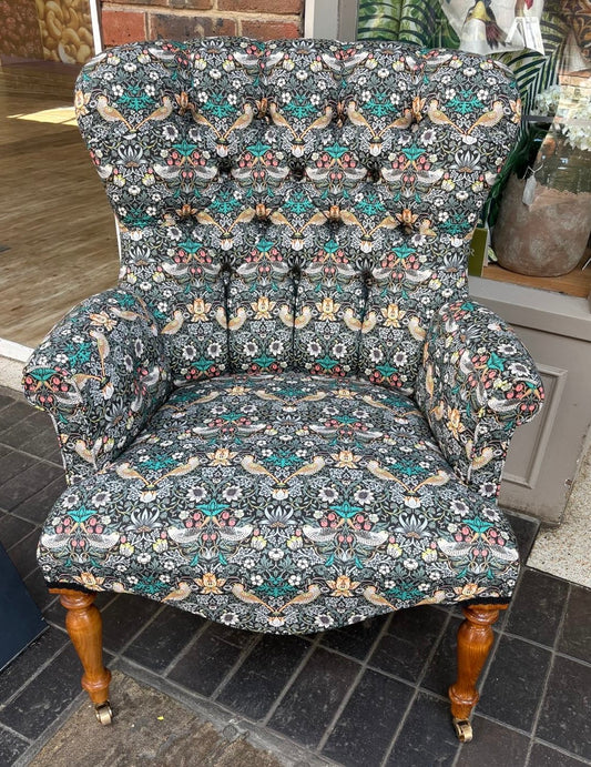 Dark Strawberry Thief-William Morris Armchair