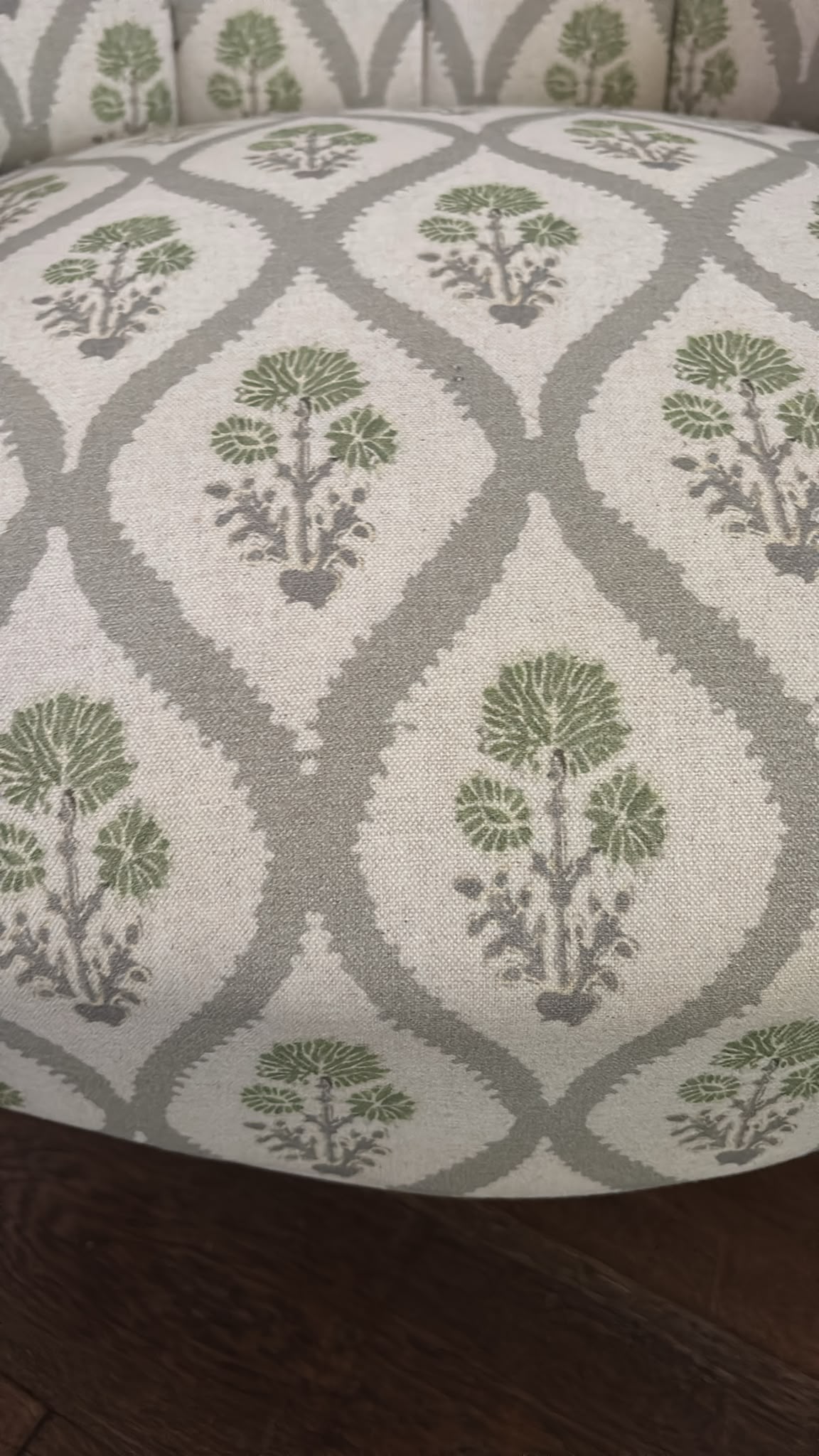 Green/Grey Flower Print Armchair