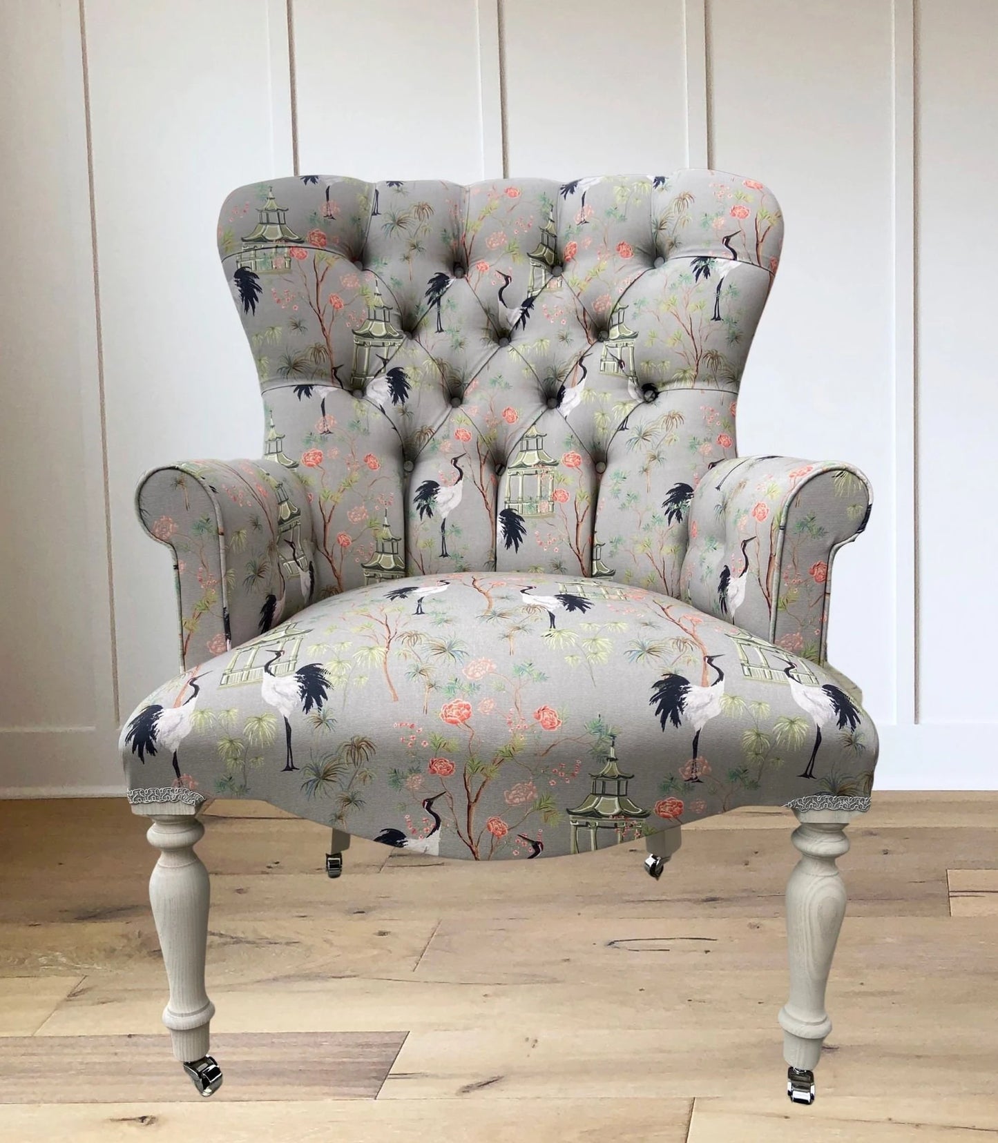 Green printed stork Armchair