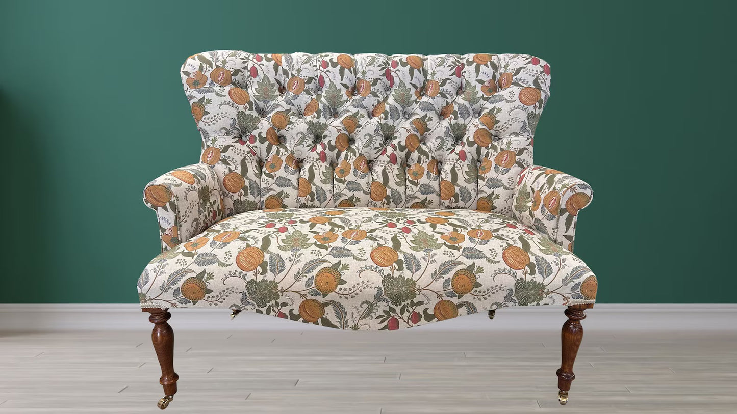 Printed fruit leaves- William Morris Two- seater Armchair