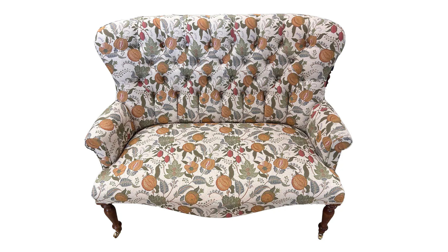 Printed fruit leaves- William Morris Two- seater Armchair
