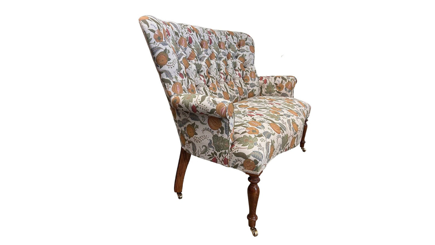 Printed fruit leaves- William Morris Two- seater Armchair